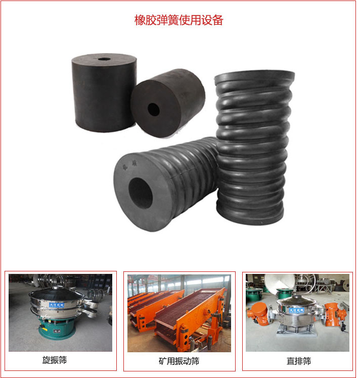 橡膠彈簧適用設備：旋振篩，礦用振動篩，直排篩等