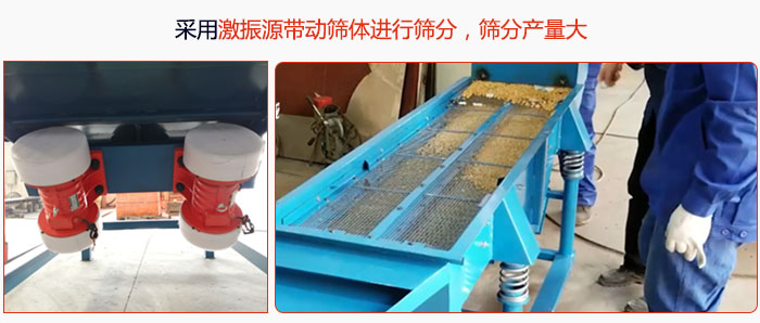 采用激振源帶動(dòng)篩體進(jìn)行篩分，篩分產(chǎn)量大。