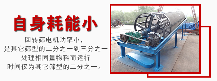 滾筒篩耗能小，使用壽命長，維修方便