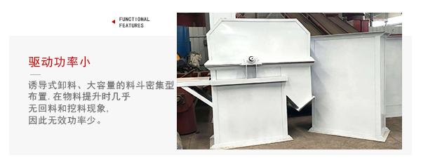 TD型斗式提升機驅(qū)動力小，無回料等特點展示圖。